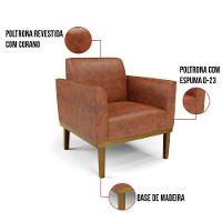 Sofá Namoradeira Com 2 Poltronas Base De Madeira Fixa Castanho Marisa Corano Nozes D03 - D?rossi - 7