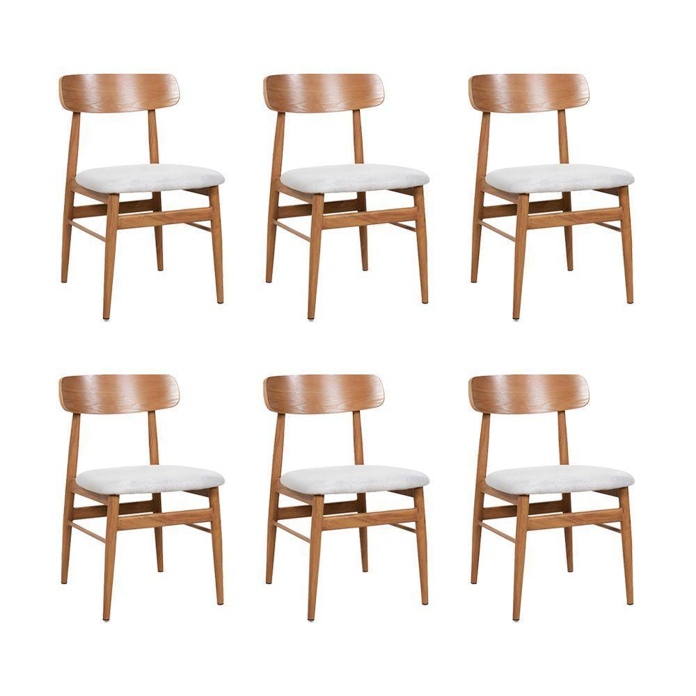 Kit 6 Cadeiras De Jantar Delta Estrutura Aço Carbono Laminado Natural Com Estofado Linho Cru - 1