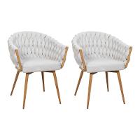 Kit 2 Cadeiras De Aproximação Eloá Estrutura Aço Carbono Laminado Natural Com Estofado Linho Cru - 1