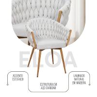 Kit 2 Cadeiras De Aproximação Eloá Estrutura Aço Carbono Laminado Natural Com Estofado Linho Cru - 3