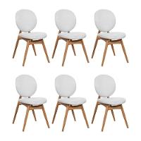 Kit 6 Cadeiras De Jantar Lotus Estrutura Aço Carbono Laminado Natural Com Estofado Linho Cru - 1