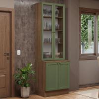 Kit Balcão + Cristaleira 70 Cm Vik Madesa 02 Rustic/verde - 1