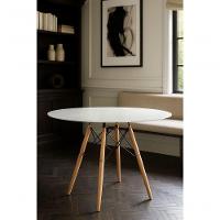 Mesa Moderna Redonda Em Mdf 90cm Pés Palito Modelo Eiffel Chales Eames Otimiza Espaço Cor Branco - 1