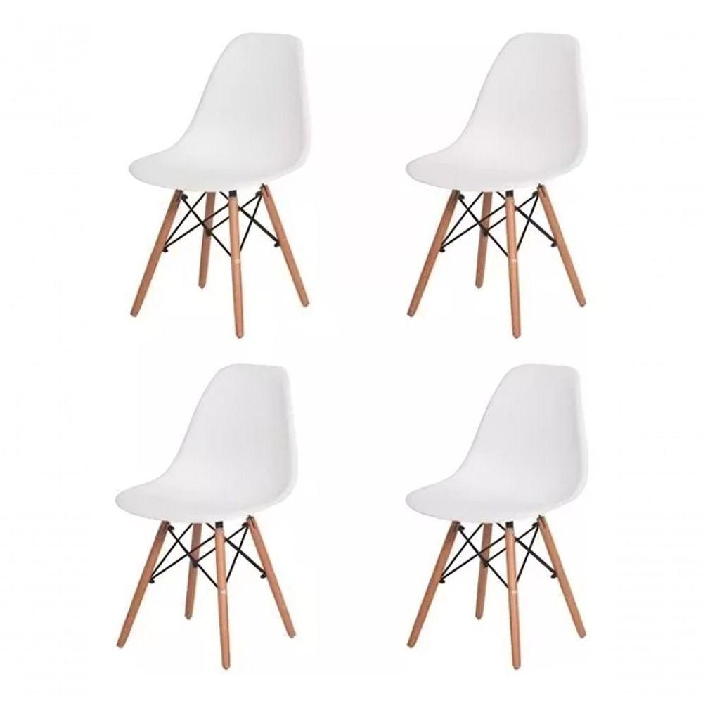 Jogo Mesa Sala Jantar Eames Eiffel 80cm Com 4 Cadeiras Eames Eiffel Branca Sofisticada - 4