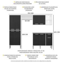 Cozinha Compacta C/ 2 Leds 4 Pçs Xangai Multimóveis V3414 Branca/Preta Branco/Preto - 7