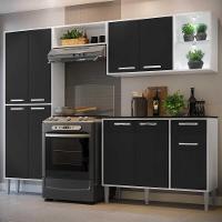 Cozinha Compacta C/ 2 Leds 4 Pçs Xangai Multimóveis V3414 Branca/Preta Branco/Preto - 9