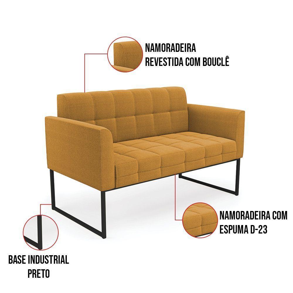 Sofá Namoradeira E 2 Poltronas Industrial Pto Elisa Bouclê Mostard D03 - D?rossi - 4
