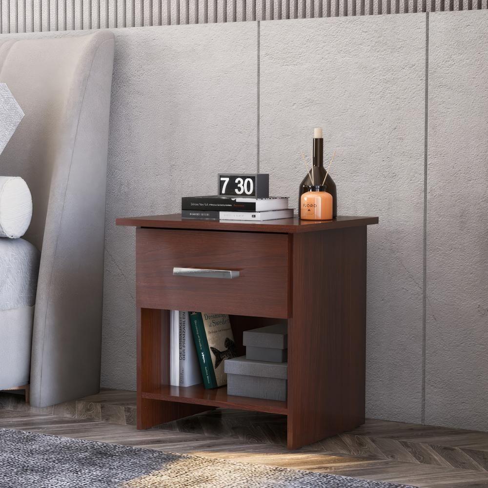 Mesa De Cabeceira Ditália 1 Gaveta DM-127 Tabaco - 1