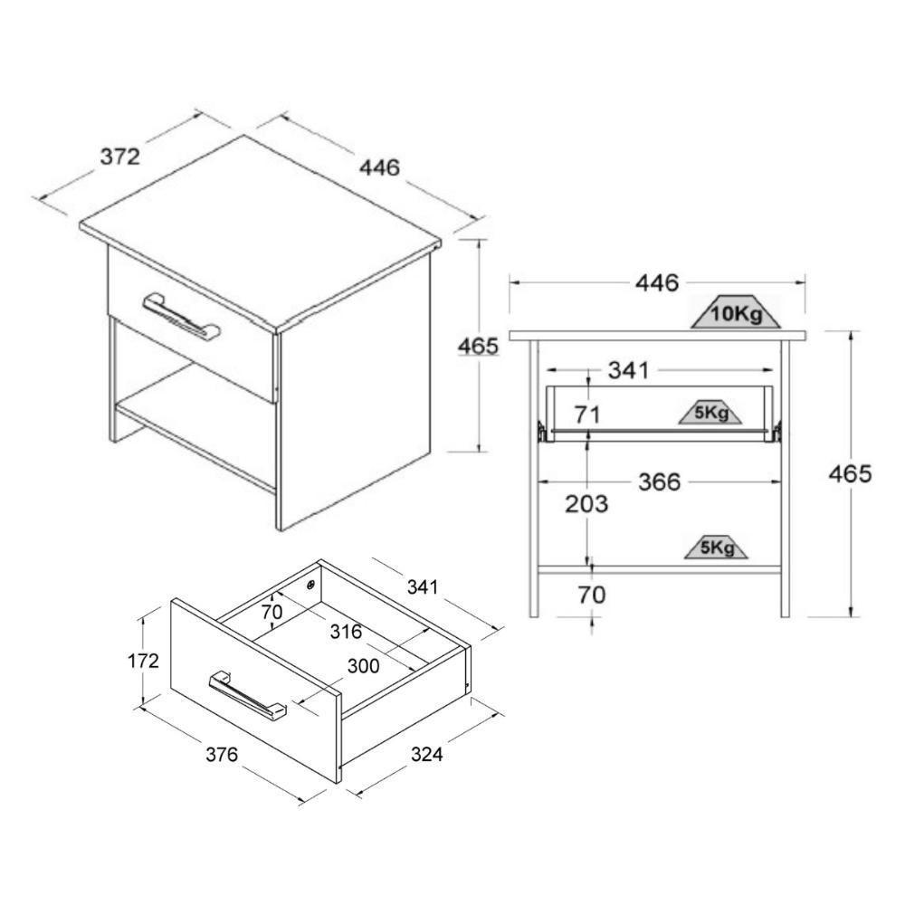 Mesa De Cabeceira Ditália 1 Gaveta DM-127 Tabaco - 6