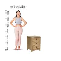 Mesa De Cabeceira Ditália 3 Gavetas DM-111 Carvalho