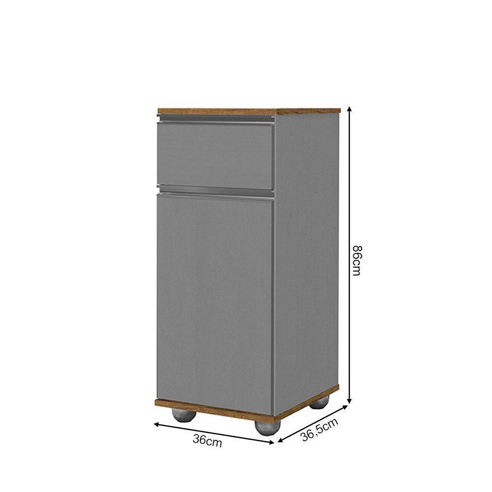 Armário Balcão Suporte Para Bebedouro Com 1 Porta E 1 Gaveta Alaska Cinza - 3