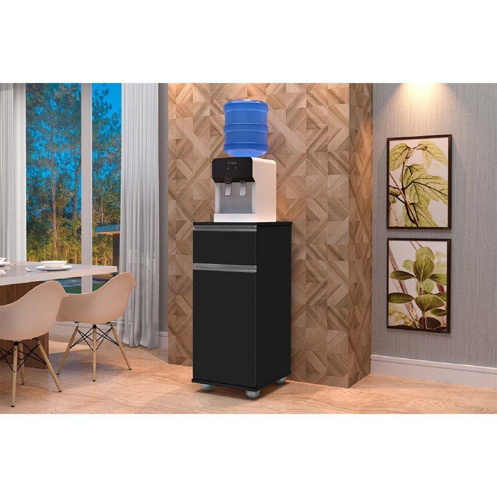 Armário Balcão Suporte Para Bebedouro Com 1 Porta E 1 Gaveta Alaska Preto - 1