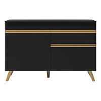 Balcão Cozinha 120cm 2 Portas 1 Gaveta Veneza Multimóveis V3680 Preto/dourado Preto/dourado - 2