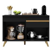Balcão Cozinha 120cm 2 Portas 1 Gaveta Veneza Multimóveis V3680 Preto/dourado Preto/dourado - 3