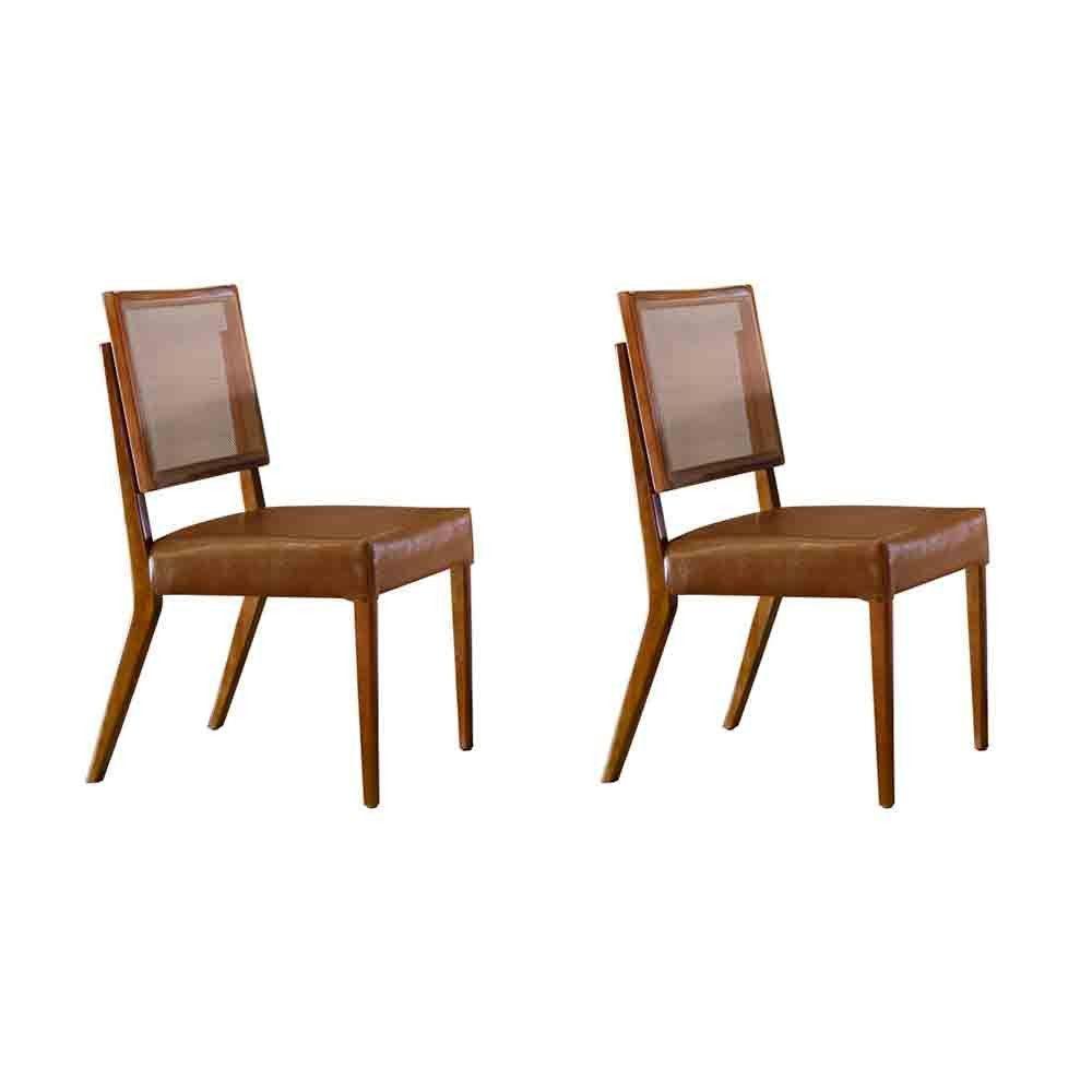 Conjunto Com 2 Cadeiras Aila Mobillare Star Caramelo Imbuia - 1