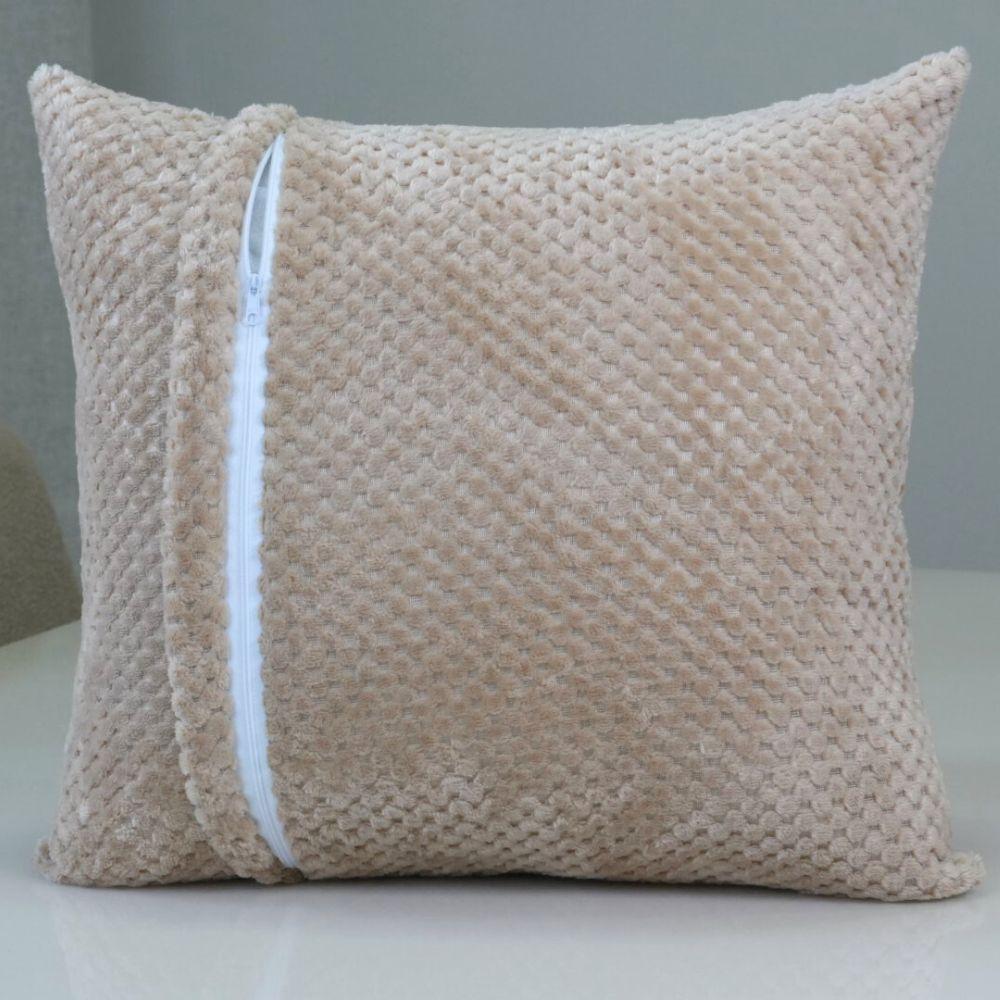 Capa Para Almofada Sonhare 1 Peça 45cm X 45cm Tecido Soft Com Zíper 100% Poliéster - Cáqui - 3