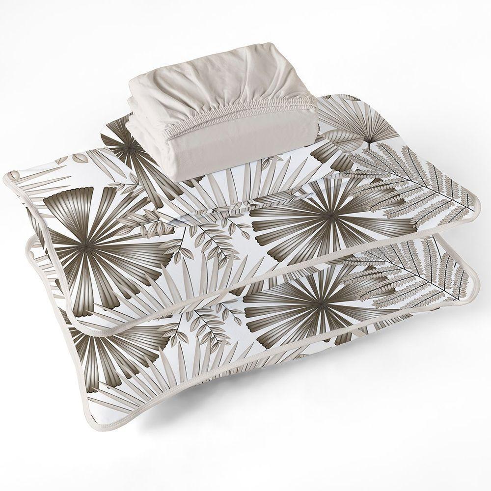 Jogo De Cama Tecebem Casal Malha 100% Algodão Estampado Cloe 4 Pçs Premium Trigo - 1