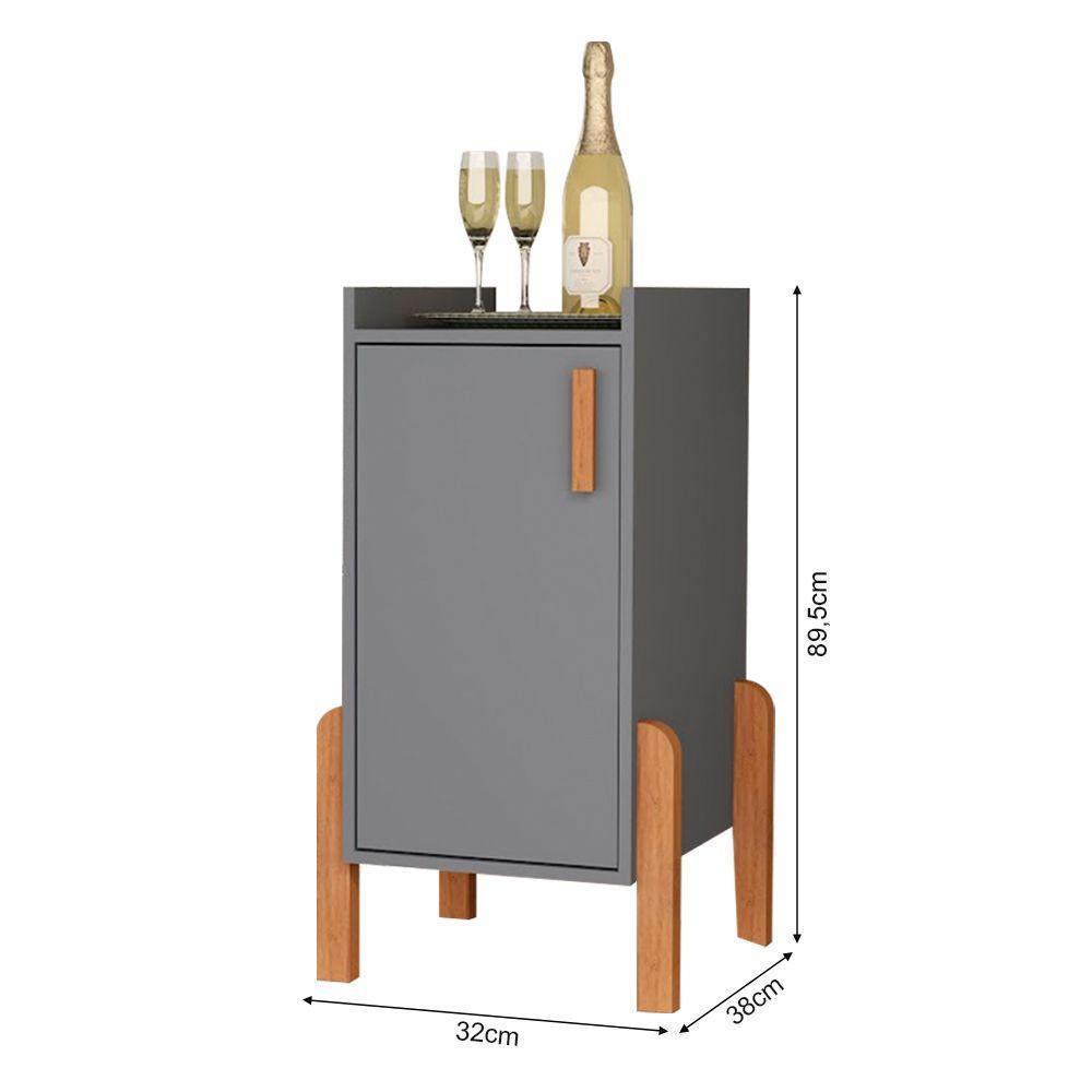 Armário Balcão Multiuso Poseidon Com 1 Porta Cinza - 3