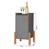 Armário Balcão Multiuso Poseidon Com 1 Porta Cinza - 3
