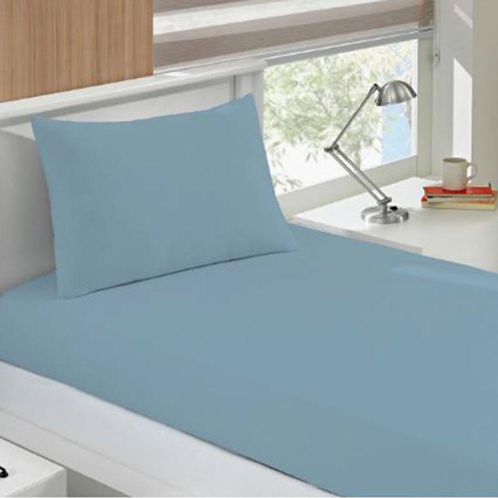 Jogo De Cama Buettner Solteiro Malha 100% Algodão Basic Liso 2 Peças Jeans - 2