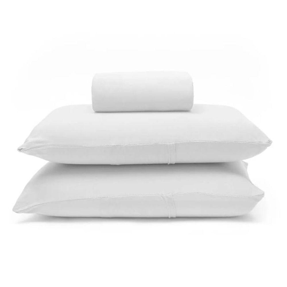 Jogo De Cama Buettner King Malha 100% Algodao Basic Liso 3 Peças Branco - 1