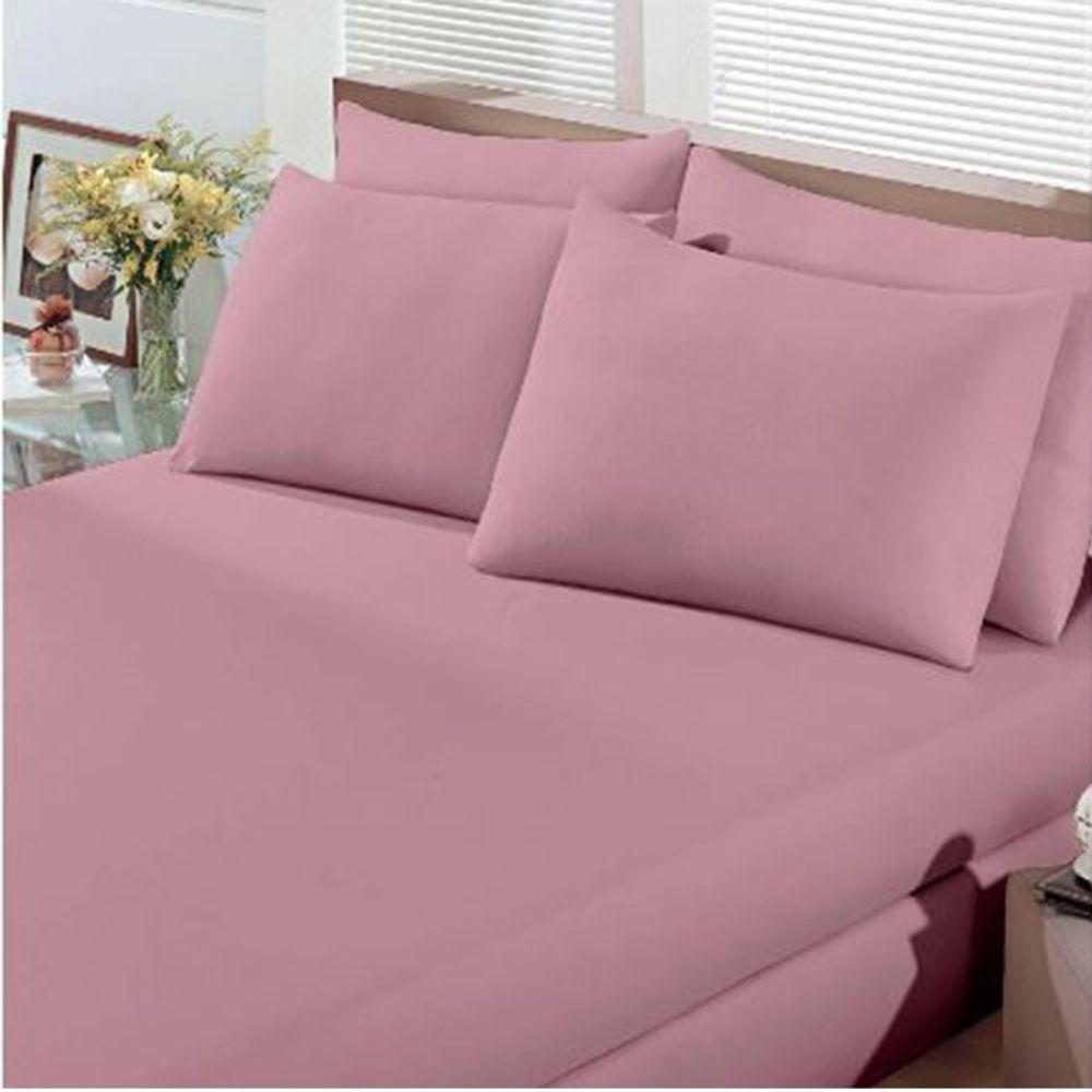 Jogo De Cama Buettner King Malha 100% Algodão Basic Liso 3 Peças Rosa Blush - 4