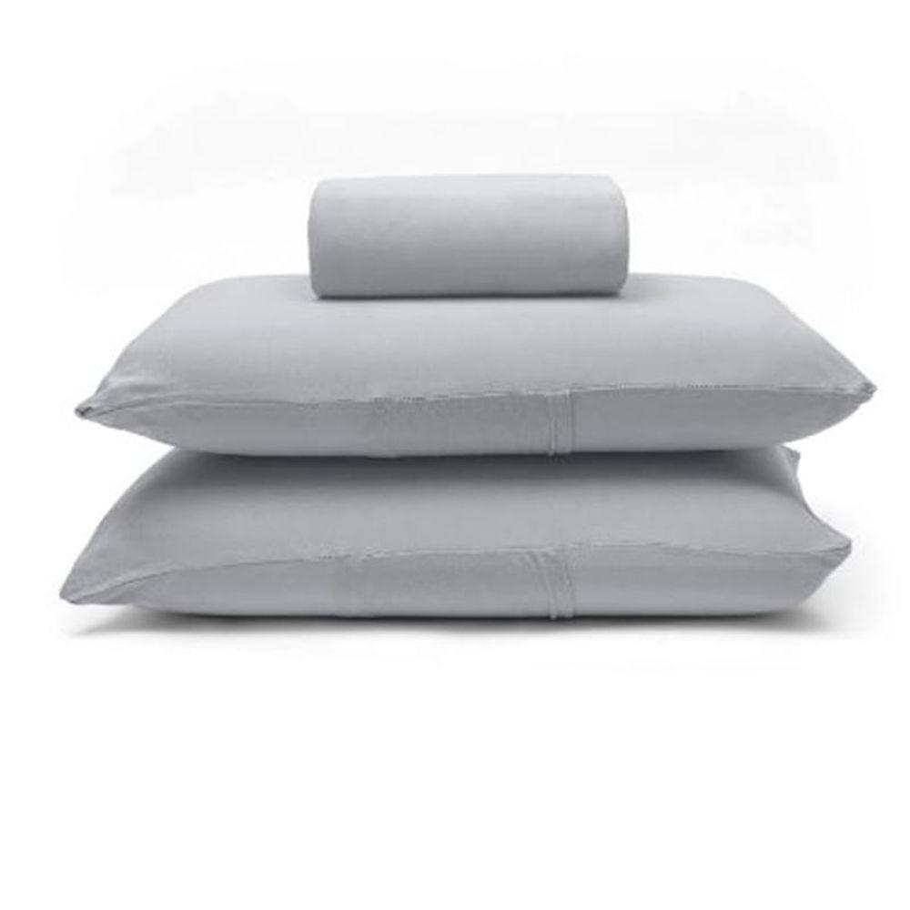 Jogo De Cama Buettner King Malha 100% Algodão Basic Liso 3 Peças Prata - 1