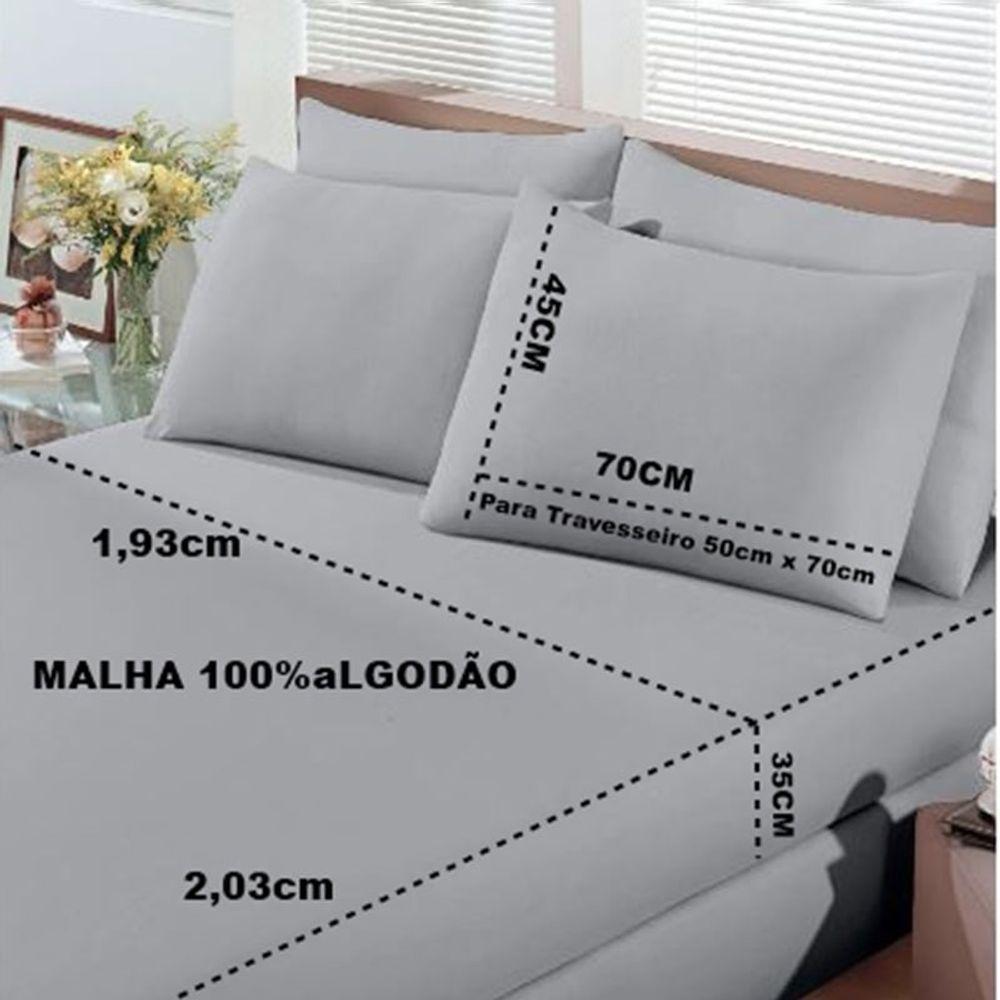 Jogo De Cama Buettner King Malha 100% Algodão Basic Liso 3 Peças Prata - 4