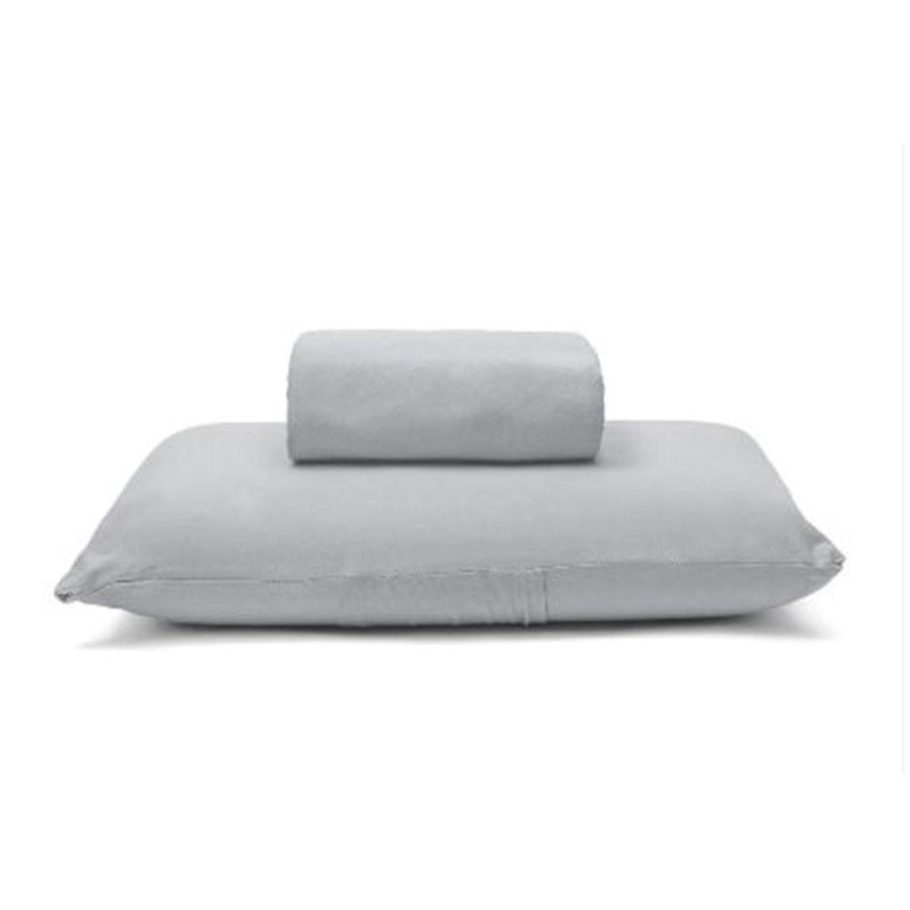 Jogo De Cama Buettner Solteiro Malha 100% Algodão Basic Liso 2 Peças Prata - 1