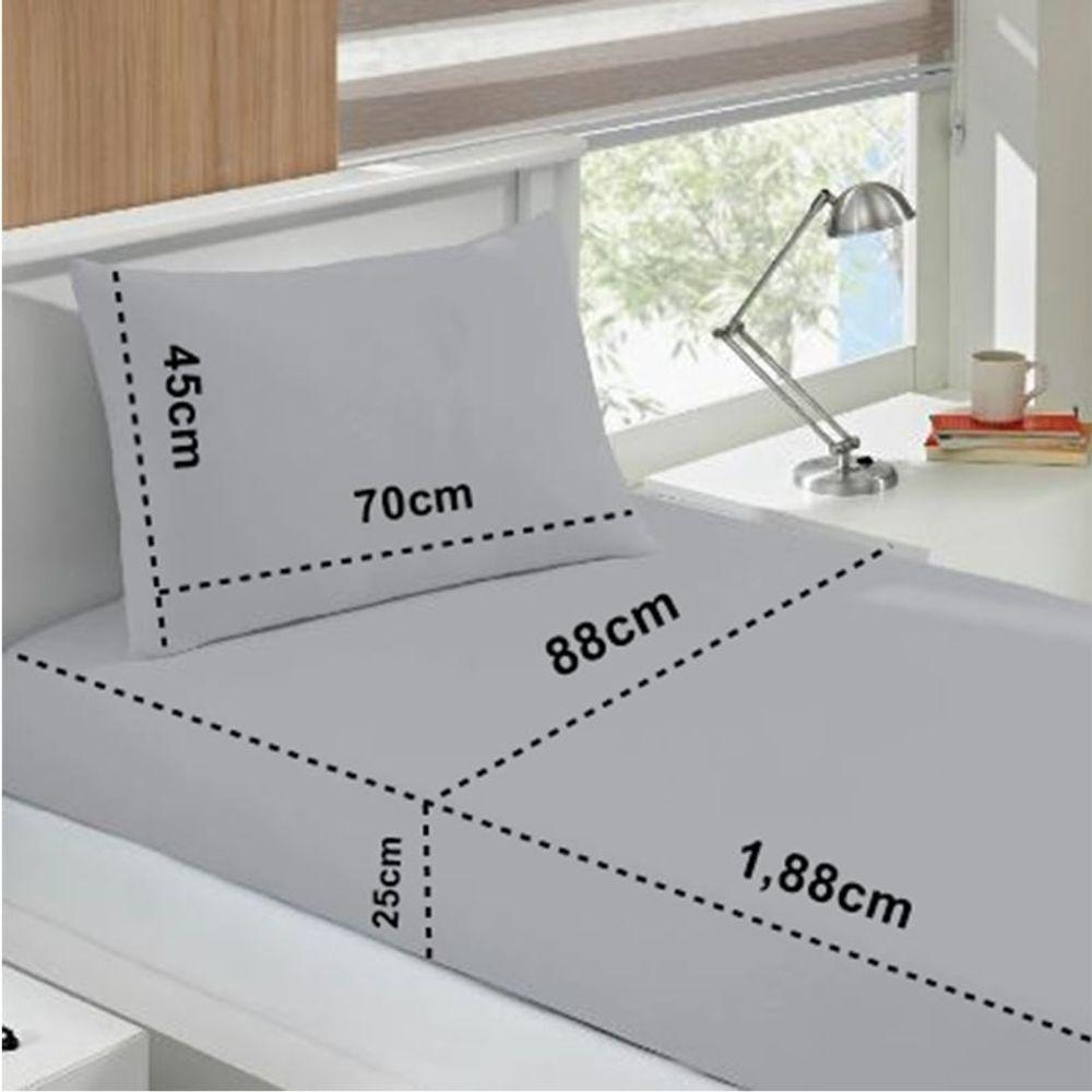 Jogo De Cama Buettner Solteiro Malha 100% Algodão Basic Liso 2 Peças Prata - 3