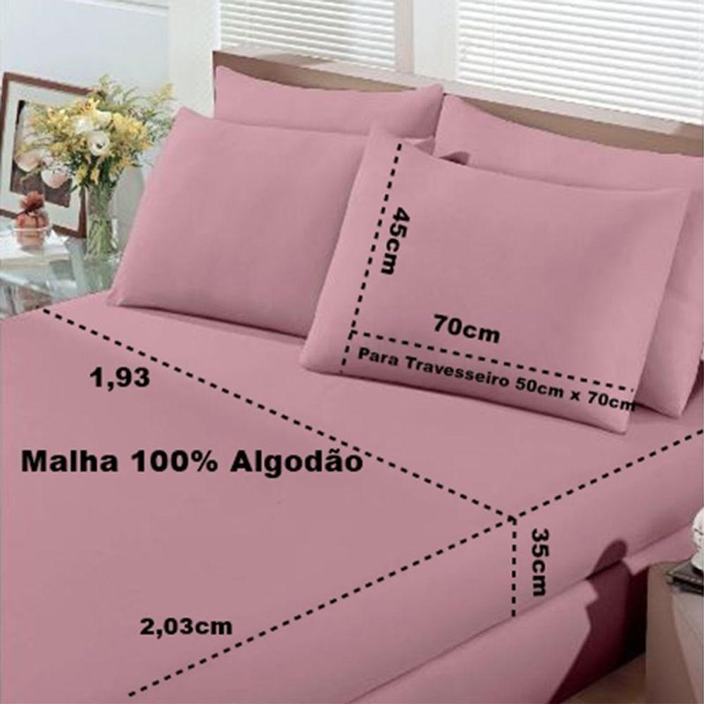 Jogo De Cama Buettner Queen Malha 100% Algodão Basic Liso 3 Peças Rose Blush - 3