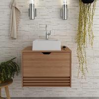 Gabinete Banheiro 1 Porta 1 Gaveta 60Cm Cr10091 Amêndoa - 1