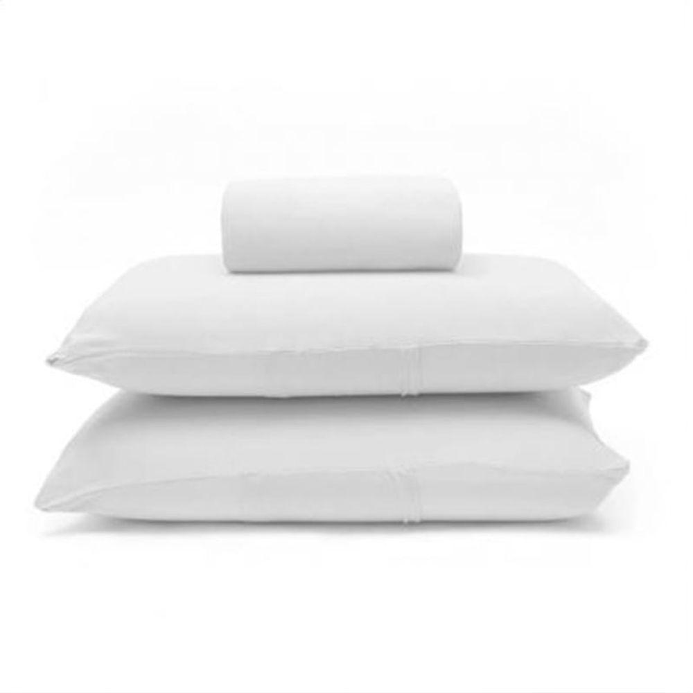 Jogo De Cama Buettner Queen Malha 100% Algodão Basic Liso 3 Peças Branco - 1