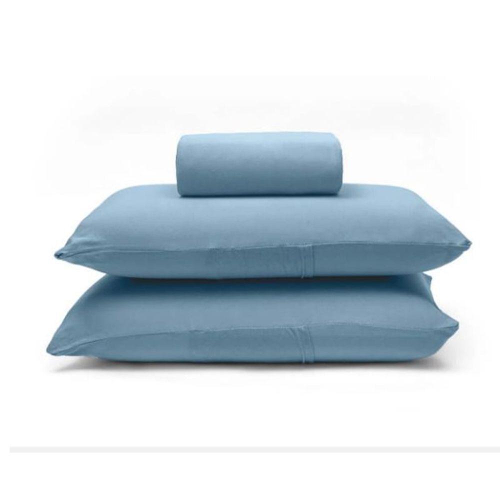 Jogo De Cama Buettner King Malha 100% Algodão Basic Liso 3 Peças Jeans - 1