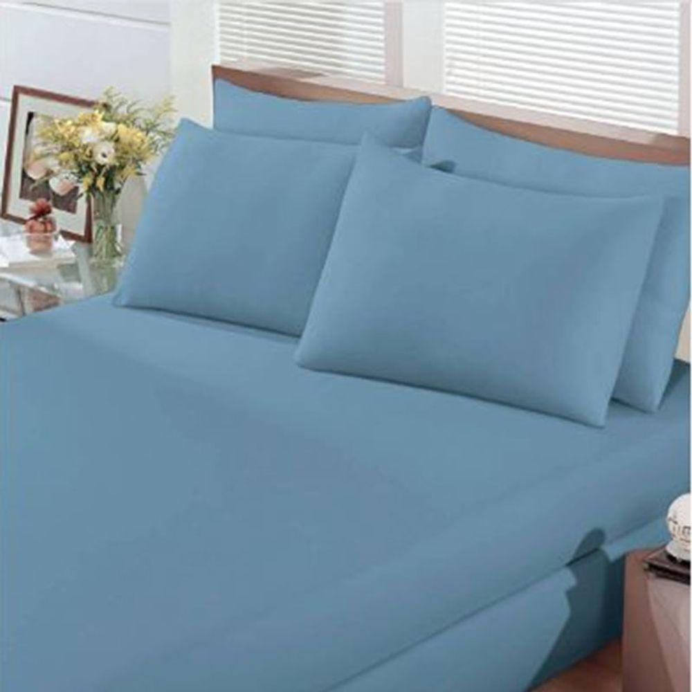 Jogo De Cama Buettner King Malha 100% Algodão Basic Liso 3 Peças Jeans - 3