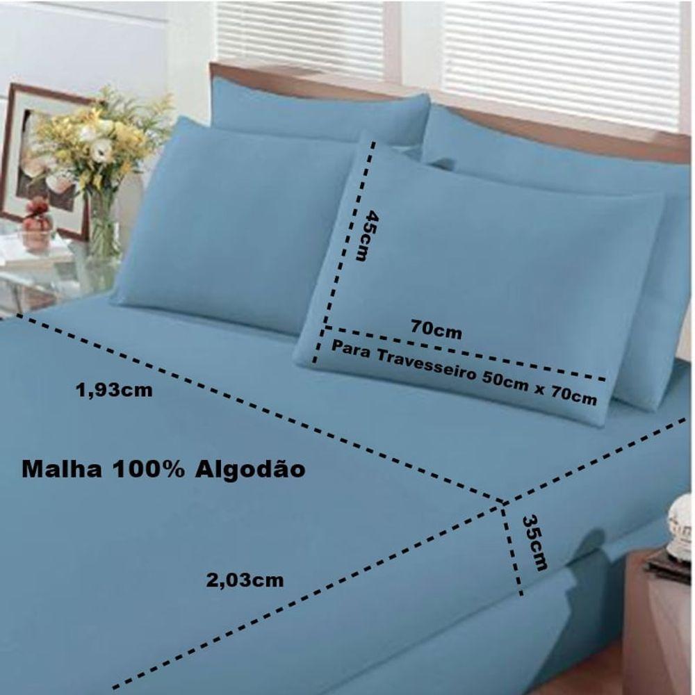Jogo De Cama Buettner King Malha 100% Algodão Basic Liso 3 Peças Jeans - 4