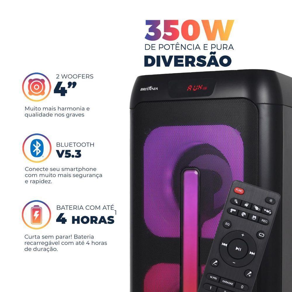Caixa de Som Britânia BCX4601 Flash Lights Bluetooth V5.3 350W Bivolt - 3