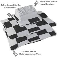 Jogo De Cama Tecebem Casal Malha 100% Algodão Estampado Eric 4 Pçs Premium Cinza - 2