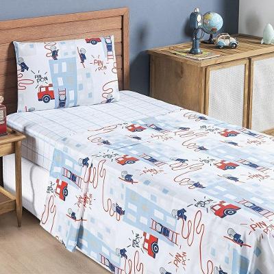Jogo De Cama Lençol Bouti Infantil Kids Solteiro 03 Peças 100% Poliéster - Bombeiro