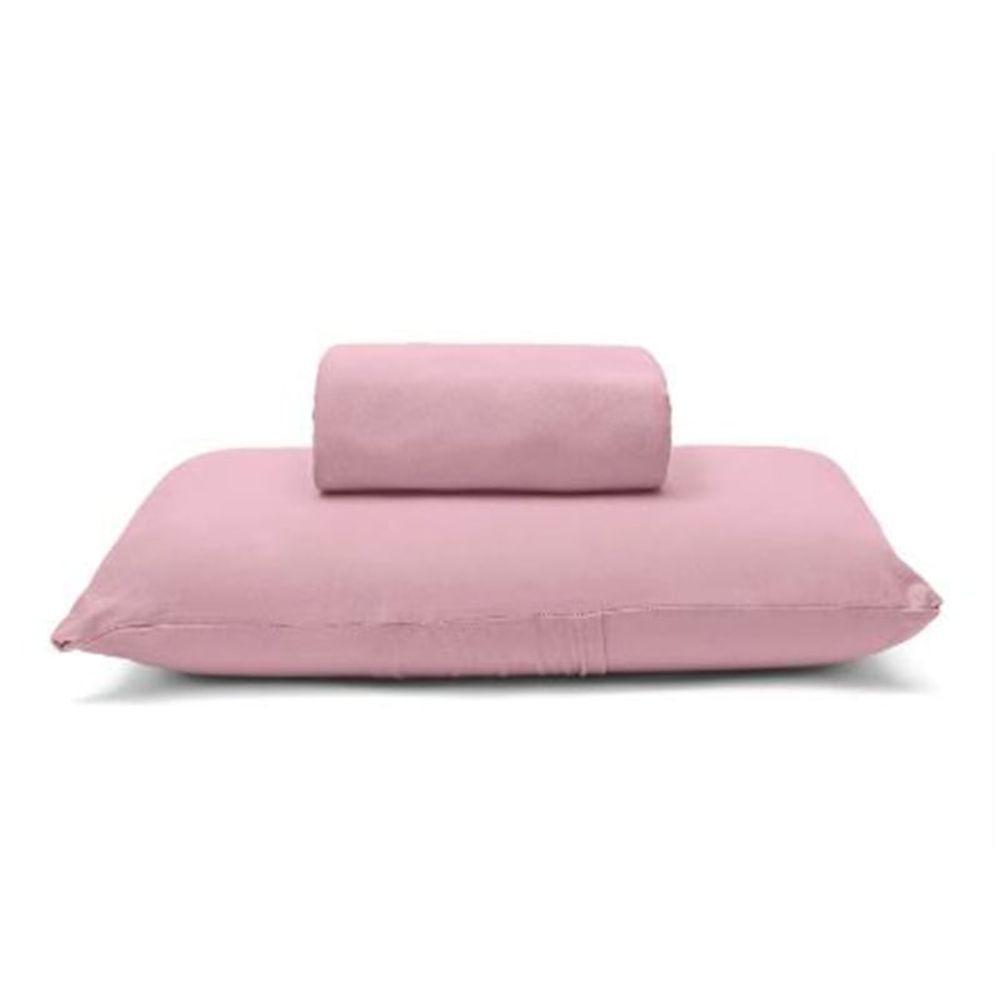 Jogo De Cama Buettner Solteiro Malha 100% Algodão Basic Liso 2 Peças Rose Blush - 1