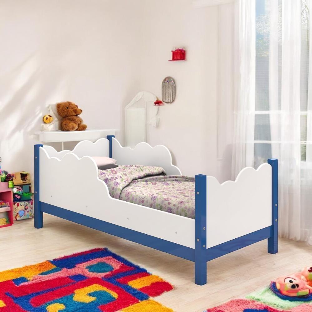 Cama Juvenil Em Nuvem Cristal Branca E Azul Com Colchão - 2