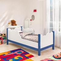 Cama Juvenil Em Nuvem Cristal Branca E Azul Com Colchão - 2