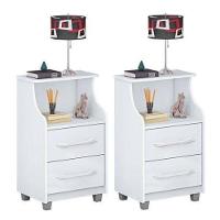 Conjunto 2 Mesas De Cabeceira Topázio Branco - 1