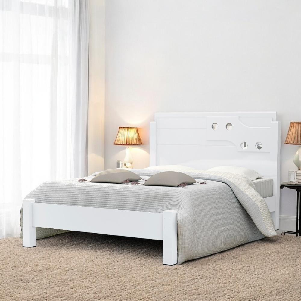 Cama Casal Com Aplique Espelho Luiza Branca - 2
