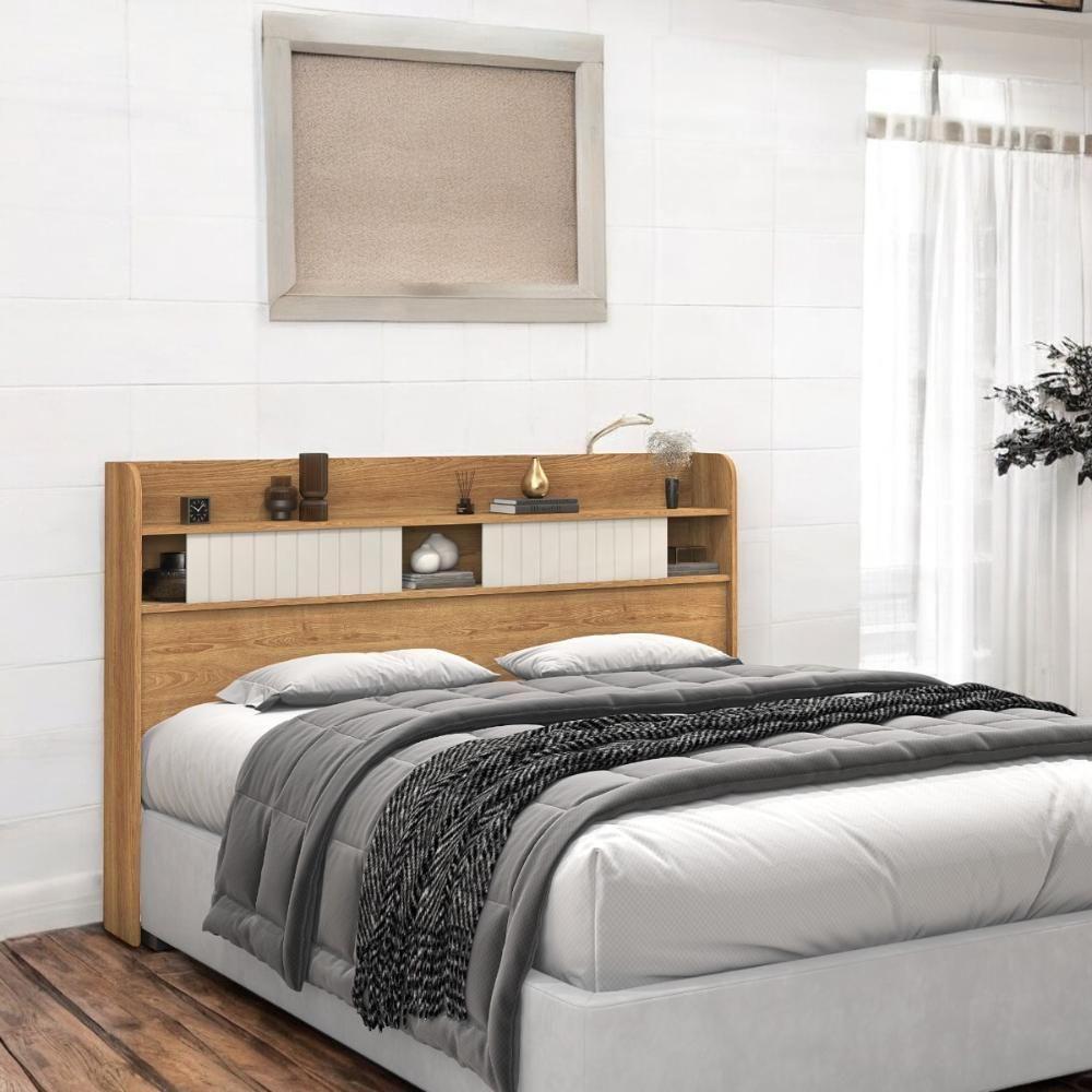 Cabeceira Com Prateleiras Dubai Queen Freijó E Off White - 1