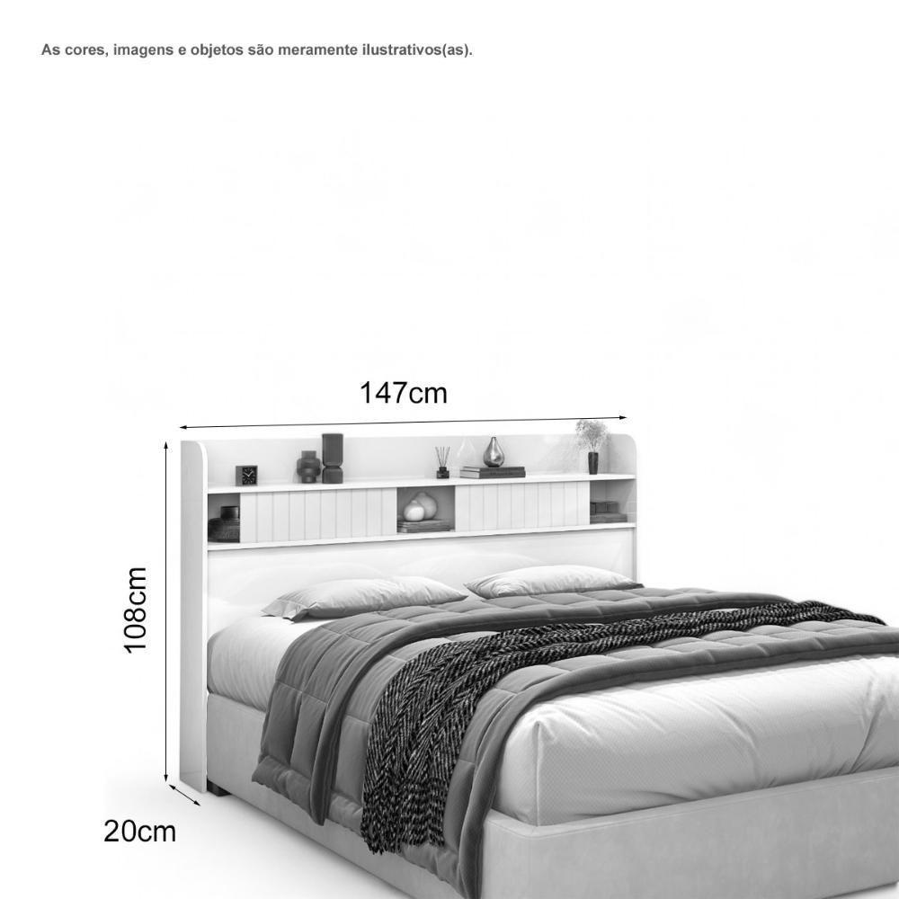 Cabeceira Com Prateleiras Dubai Casal Cinamomo E Off - 3