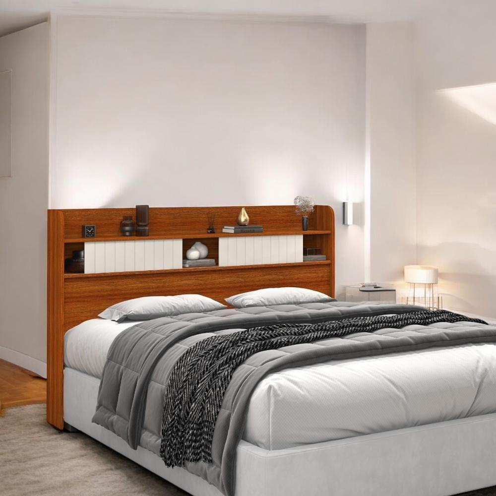 Cabeceira Com Prateleiras Dubai Queen Cinamomo E Off - 1