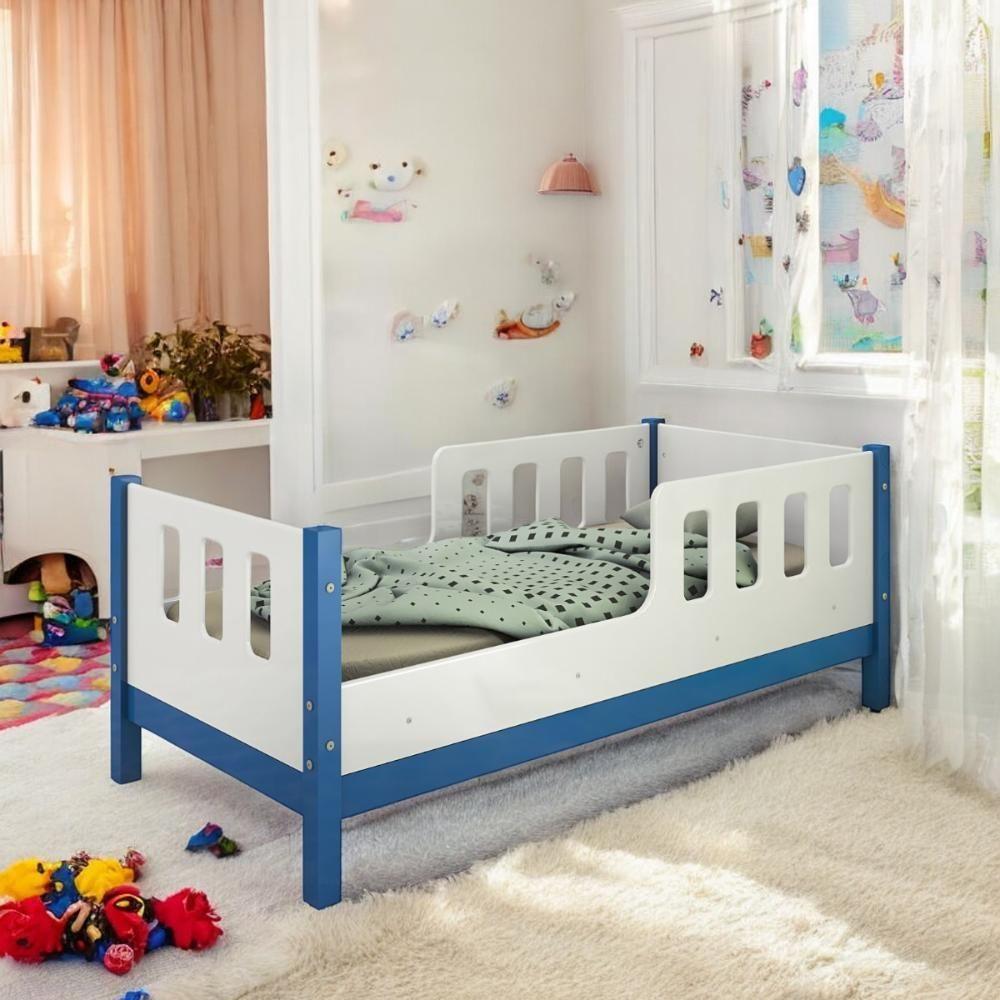 Cama Juvenil com Proteção Encanto Branca e Azul - 1