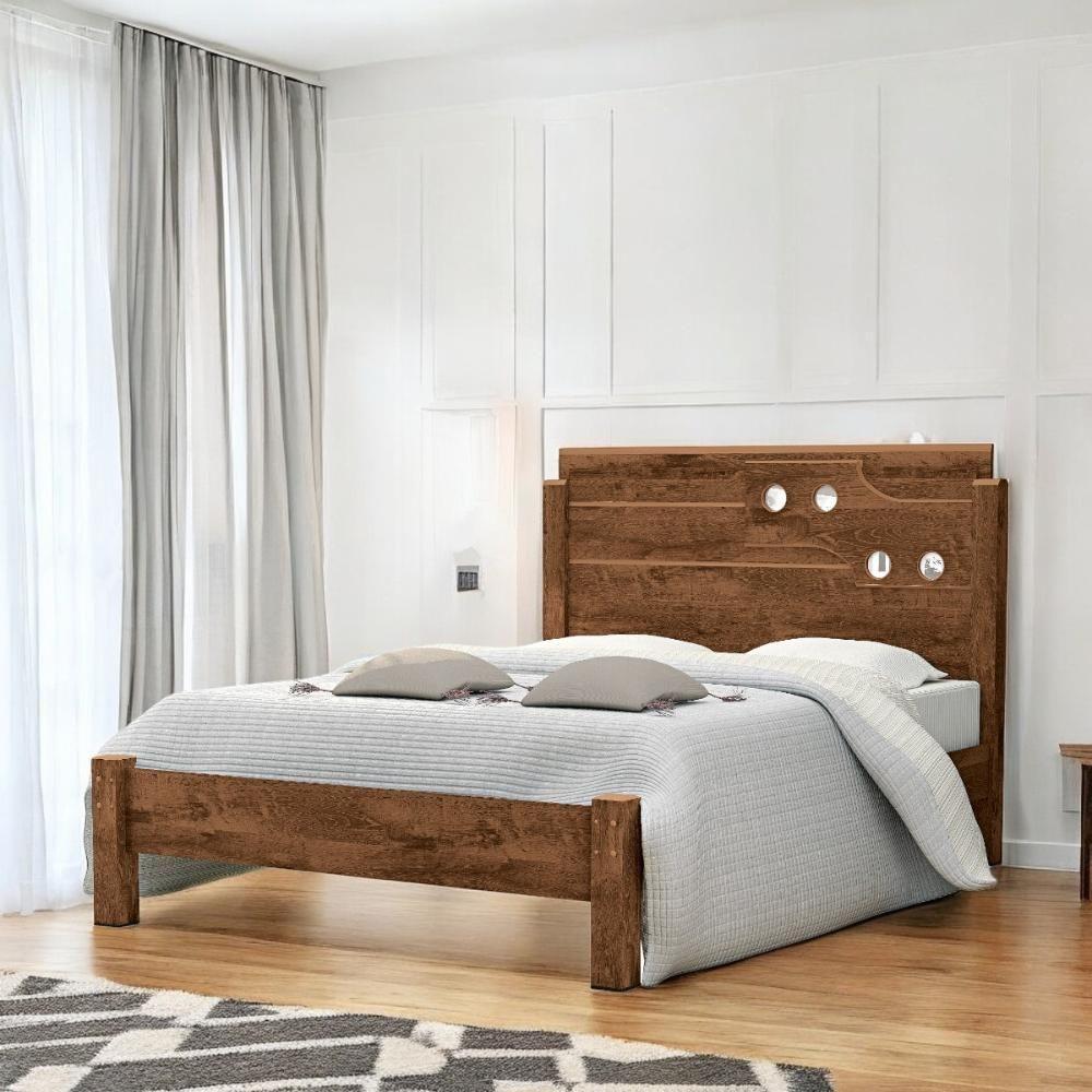 Cama Casal Com Aplique Espelho Luiza Malbec - 1