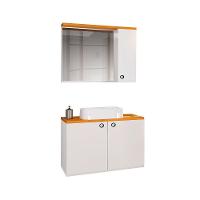 Conjunto Para Banheiro Gabinete Suspenso Com Cuba E Espelheira Madri Branco - 2